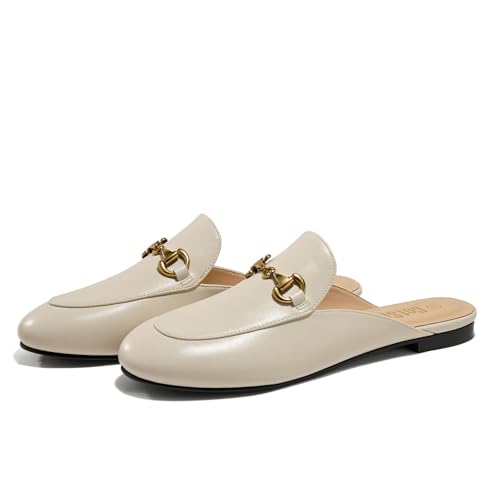 Image of Womens Lambskin Insole Mules Metal Buckle Backless Slip on Flats