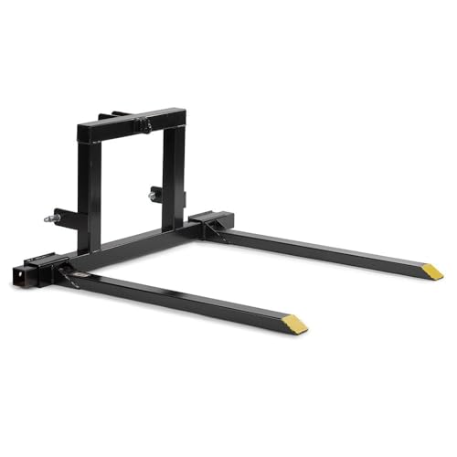 3 Point Hitch Pallet Fork for Cat 1 Tractors – Adjustable Pallet Fork Attachment, 3-Point Tractor Forks for Material Handling & Lifting