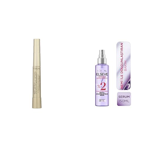 L’Oréal Paris Telescopic Maskara - Siyah + Elseve Hydra (Hyaluronic) Nem ile Dolgunlaştıran Serum (150 ml)