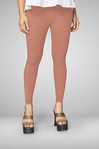 Image of Women's Cotton Skinny Leggings with Ankle Length Solid Pattern Mid Rise and Elastic Closure | Cotton Skinny Leggings for Womens