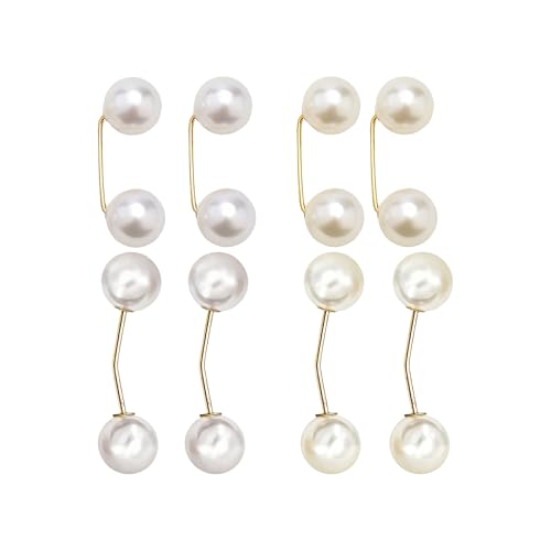 8pcs Pearl Brooch Pin Set for Women Stylish Brooch Clips Decorative Pins for Clothes and Clothes Pins Elegant Womens Clothing Accessories Modesty Pin for Necklines Dresses Waistlines
