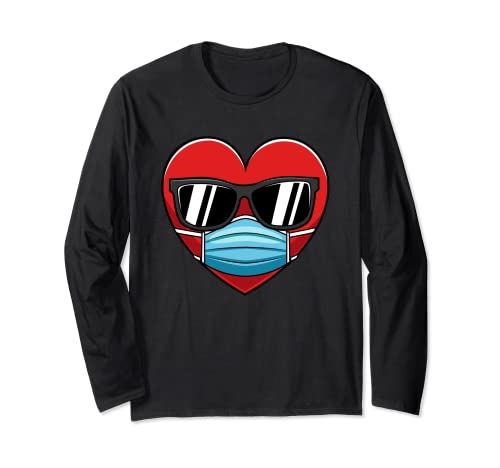 Carino Grande Cuore Maschera Viso San Valentino Divertente Regalo Maglia a Manica
