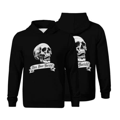 Kids Vintage Shakespeare Hamlet Slogan With Skull Boys Girls Lightweight Kangaroo Pocket Fleece Hoodies