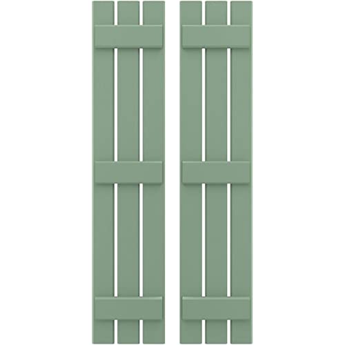 Ekena Millwork ARW401SB311X39TGH Americraft Three 3 Exterior Real Wood Spaced Board-n-Batten Shutters (Per Pair), 11 1/2"W x 39"H, Track Green