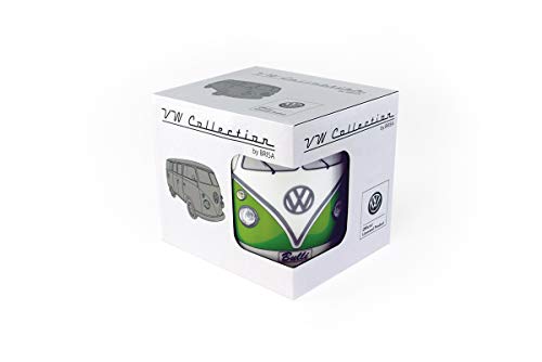 Brisa Vw Collection - Volkswagen Samba Bus T1 Camper Van Coffee Mug, Tea Cup For Kitchen, Garage, Office - Camping Equipment/Gift-Idea/Souvenir (Design: Front/Green/White) #TOP3