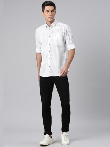 Image of Majestic Man Men Comfort Slim Fit Pure Cotton Tartan Checked Casual Shirt