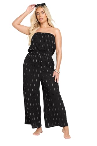 Yours Curve Metallic Bandeau Wide Leg Jumpsuit - Women's - Plus Size Curve Black