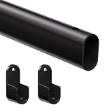 Oval Closet Rod for Hanging Clothes – Adjustable 18 to 40 Inch Expandable Heavy Duty Wardrobe Rod, Black Closet Rods for Laundry Room, RV, Closet Storage