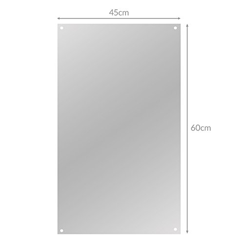 Frameless Rectangle Mirror | Hanging Bathroom Mirror | Fixings and Chrome Caps Included | Wall Mirror | Pre-Drilled Holes | Unframed Mirror | M&W (450mm x 600mm)