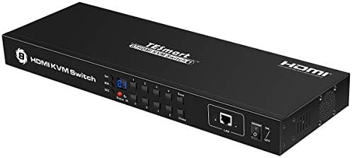 TESmart 8 Port HDMI KVM Switch 4K@30Hz 4:4:4 UHD 8 in 1 out Switcher with Standard USB 2.0, Switching via IR Remote Control&RS232/LAN Port&Auto-Scan, etc with Rackmount 4 ×5ft/1.5m KVM Cable
