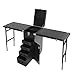 Double Manicure Table, Portable Nail Desk with Storage Folding Beauty Organizer Workstation Professional Makeup Cosmetic Case for Salon Spa Home Black for Nail Artists Technicians Enthusiasts (Black)