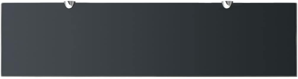 vidaXL Floating Shelf Black Tempered Glass 31.5 x 7.9 in