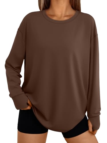 Trendy Queen Womens Oversized T Shirts Fall Thumb Hole Long Sleeve