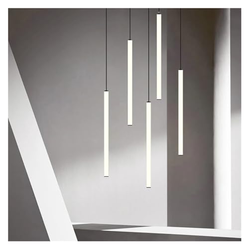 Lustre long tube aluminium céramique contemporain pour éclairage