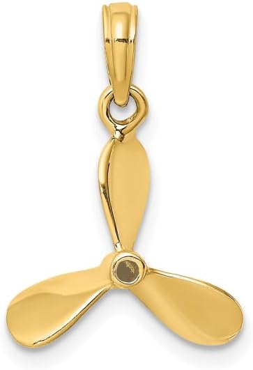 IceCarats 14K Solid Yellow Gold 3 Blades Fishing Boat Propeller Necklace Chain Pendant Charm - Image 3
