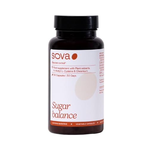 SOVA - Sugar Balance - Integratore Alimentare - Glicemia sotto controllo - A base di estratti vegetali, N-Acetil-L-Cisteina e Cromo - Prodotto in Francia - 90 capsule