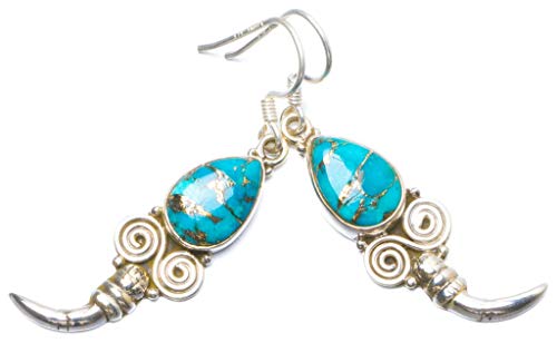 Boucle d'oreille Turquoise Argent 925 fait main StarGems unique