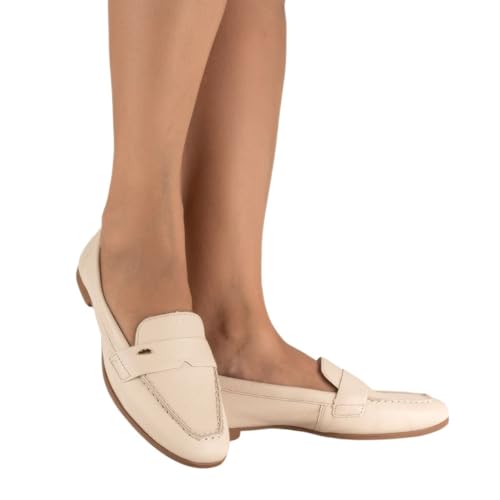 Mocassim Feminino Dakota de Couro Bege Claro - 36