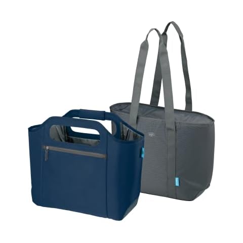 alfi Thermo-Kühltasche, isoBag mittel 23 Liter - Isolierte Einkaufstasche aus Polyester, dunkelblau 54 x 16,5 x 37 cm - 2in1, Isoliertasche inkl. extra Tragetasche Cover