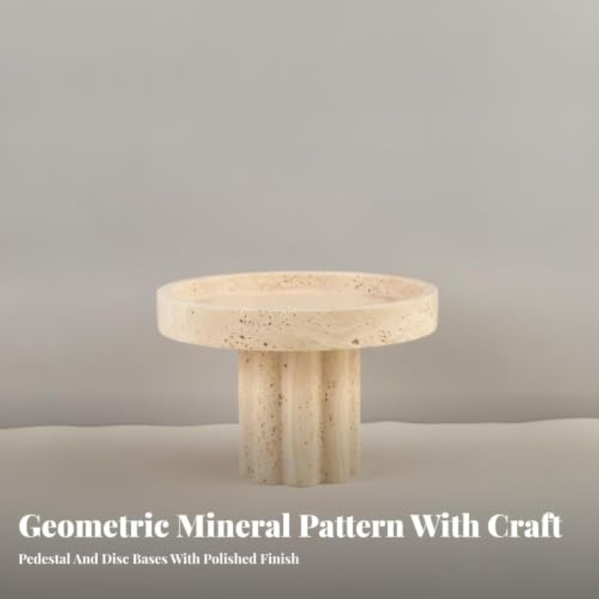Beige Stone Tray with Raised Rim, Travertine-Style