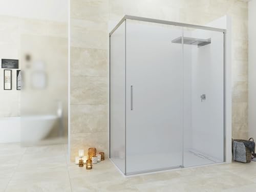 Mampara ducha angular de vidrio templado 6 mm transparente y perfilería a medida de 200cm 2