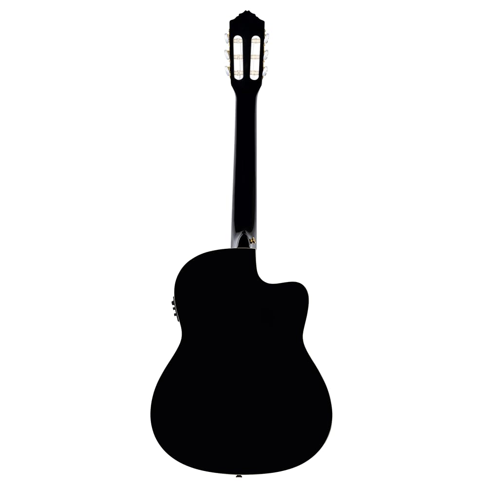 Ortega Rce145Lbk - Chitarra Elettrica Classica con Collo Sottile, per Mancini, con Foro di Risonanza