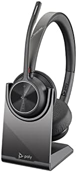 Poly - Voyager 4320 UC Wireless Headset + Charge Stand (Plantronics) - Headphones w/Mic - Connect to PC/Mac via USB-A Bluetooth Adapter, Cell Phone via Bluetooth-Works w/Teams (Certified), Zoom&More