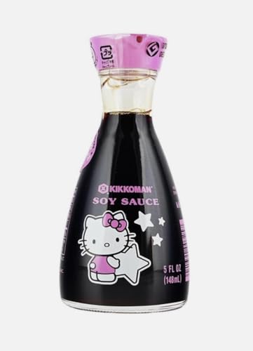 Kikkoman Hello Kitty Soy Sauce Dispenser 2025 Limited Edition – 5 oz Glass Bottle with Pink Cap – Collectible Sanrio Collab – Reusable Pourer for Soy Sauce, Dressings & Marinades