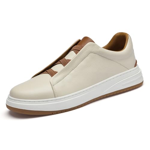 Men's Genuine Leather Low Top Slip on Casual Shoes Soft Breathable Dress Mens Sneakers2