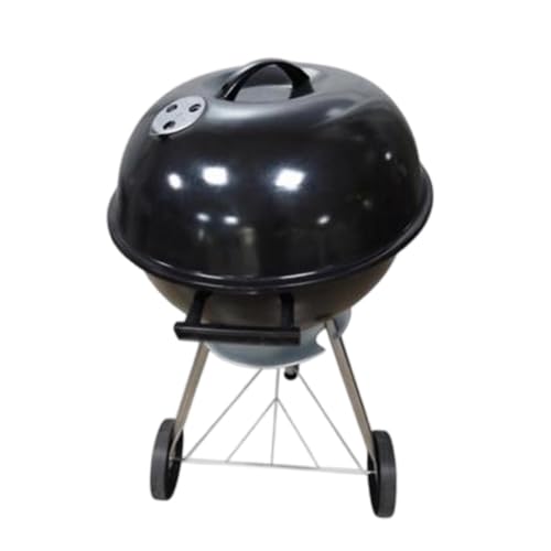 Parrilla de barbacoa portátil tipo tetera en acero negro con bandeja inferior para jardín 7