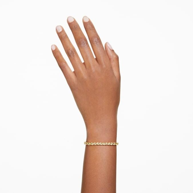 Image of 925 Sterling Silver Tennis Bracelet for Women & Girls | 18K Gold Plated Jewelry | Engagement, Wedding, Anniversary, Birthday, Diwali, Karwa Chauth & Festival Gift | Everyday & Office Wear Jewelry for Wife, Sister, Female