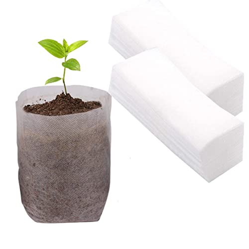 gardtree Plant Nursery Bags 5.5 * 6.3 inches 200PCS Non-Woven Biodegradable Plant Grow Bags Fabric Seedling Starter Bags for Vegetable Flower Fruit Saplings Tree Home Garden Supply