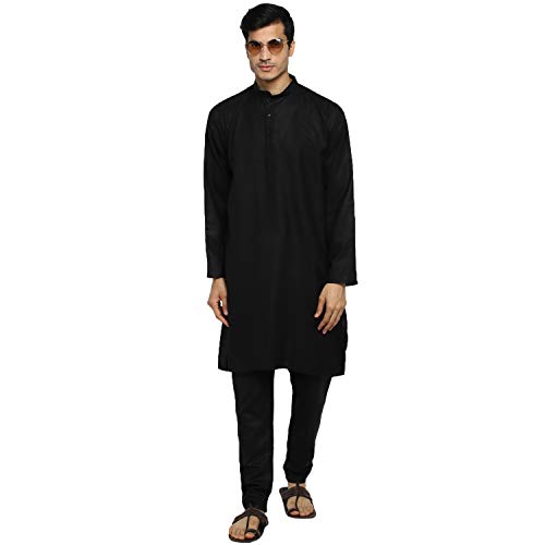 Image of Royal Kurta Men's Cotton Knee long full Sleeve Solid Straight Kurta Pyjama Set
