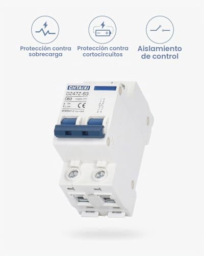 Miniatura 3 de Disyuntor Miniatura Dz47z-63, 1000v 2p 63 Amp Para Sistema Solar Fotovoltaico, Viaje Magnético Térmico, Montaje En Carril Din