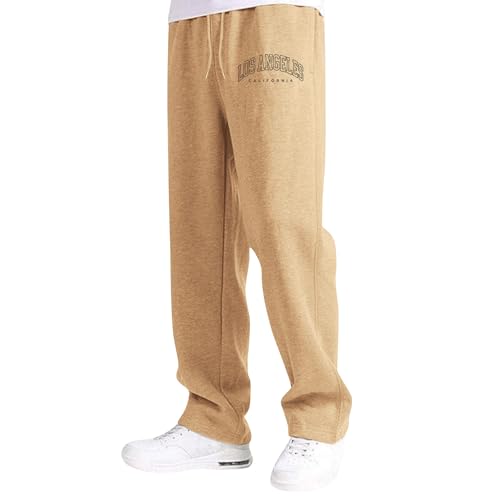 Boys Baggy Sweatpants Straight Wide Leg Pants Los Angeles Letter Print Sweatpants Girls Solid Elastic Waist Joggers Pants