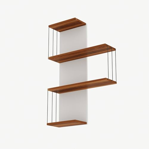 Étagère murale chêne et blanc Hadar 64x19x96 cm - 7