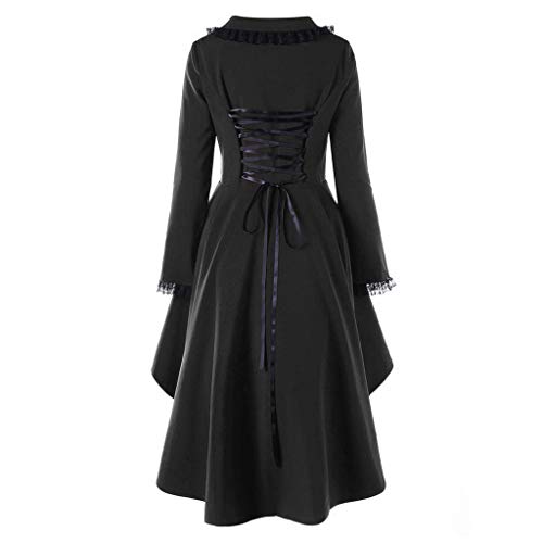 Robe médiévale de soirée noire grande taille XXXXL avec manches demi et col carré