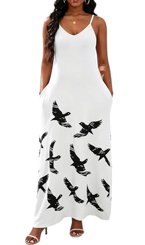 Image of vunahzma Womens Casual Fashion Sleeveless Plus Size Loose Long Sexy Maxi Dress with Pockets