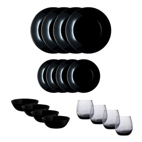 Luminarc Halloween Set 12 Platos Y 4 Vasos Halloween Tik To 16cm Opal Apto Microondas 100% Higiénico