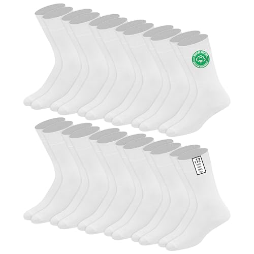 SOXCO Chaussettes pour Hommes Classiques en Coton 43-46 Blanc, Lot De 12 Paires