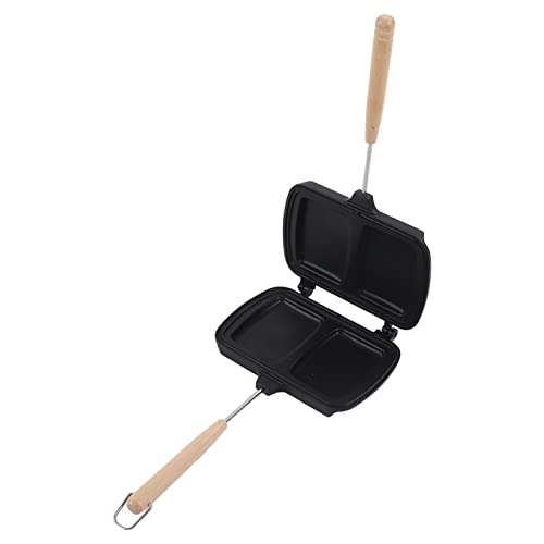 Sartén para sándwich, sartén para hacer sándwiches de aleación de aluminio, sartén antiadherente de doble cara con asas extraíbles