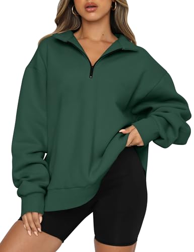 Image of Trendy Queen Women's Oversized Sweatshirts Half Quarter Zip Fleece Sweaters | Soft Cozy Zip Pullover, Comfort Warm Sweaters for Fall Winter, Fashion Mock Neck Outfits
