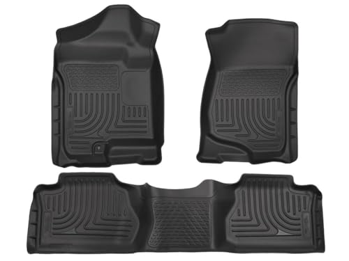 Husky Liners Weatherbeater Floor Mats | Fits 2007-2013 Chevrolet Silverado & GMC Sierra 1500, 2500, 3500 Extended CAB ONLY (Footwell Coverage) | Front & 2nd Row, 3-pc Black - 98211