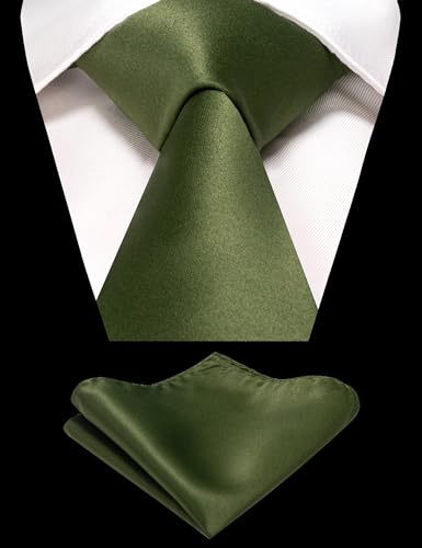 Image of RBOCOTT Solid Color Tie and Pocket Square Hankerchief with Lapel Pin Set for Men