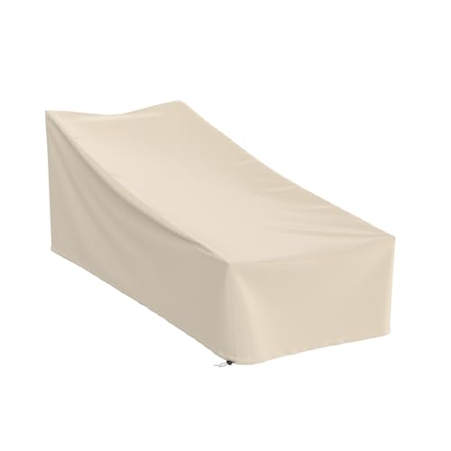 Waterproof Patio Chaise Lounge Cover, Heavy Duty Outdoor Lounge Chair Covers,UV Resistant Patio Furniture Covers 600D Oxford Cloth with Adjustable Cord Lock (Khaki, 78"W x 34"D x 32"H-1Pack)