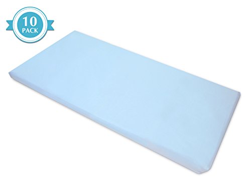 Image of American Baby Company 10 Pack 100% Cotton Percale Fitted Nap Mat Sheet with Elastic Corners, 24 inch x 48 inch x 4 inch - Soft & Breathable Rest Mat Sheet or Nap Mat Cover for Daycare & Preschool, Blue