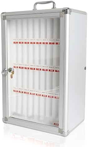 Lockable Cell Phone Storage Cabinet - Secure Jail Lock Box for Classroom, Office, Family Time & Parties - Mobile Phone Organizer with Handle (28x20x38cm)