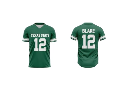 Texas State Football Jersey, Number 12, Green and White, V-Neck S Bakula Paul Blake State Fightin' Armadillos Football Sewn (US, Alpha, X-Large, Regular, Regular, Green)