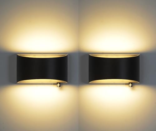 Image of Indoor Dimmable Wall Sconces with Dimmable Switch, Modern LED Sconces Wall Lighting Aluminum Up and Down Wall Lights for Living Room Bedroom Hallway