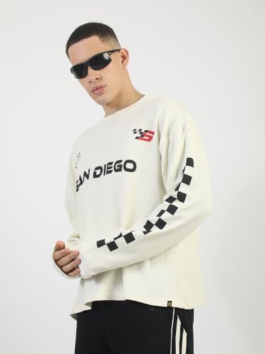 Maniac Store Maniac Mens San Diego Cream & Black Waffle T-Shirt - Image 5